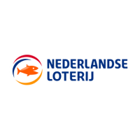 Logo van de Nederlandse Loterij met een oranje vis-symbool.